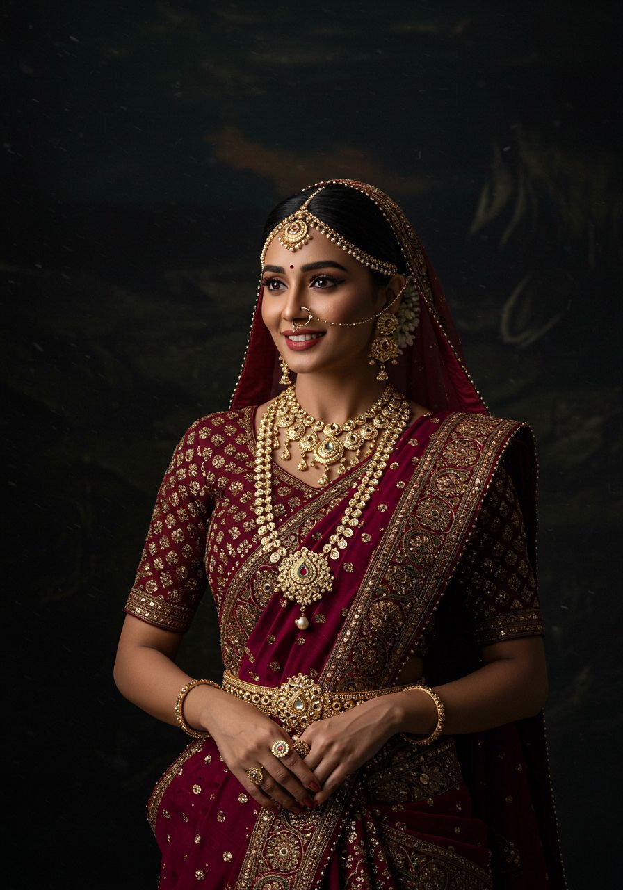 Maroon Bridal Saree